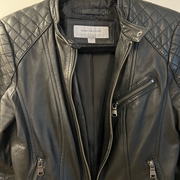 Andrew Marc Black Moto Leather Jacket - Picture 4 of 10